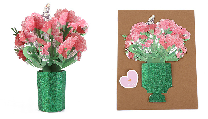 创意3d手工立体贺卡 纸雕花手捧花束贺卡 教师节感谢祝福贺卡批发