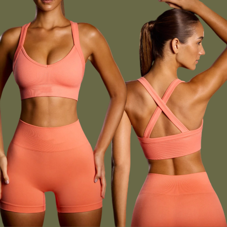 2023 Cross-Border New Arrival Breathable Sports Bra Yoga Running Hip Raise Peach Hip Shorts Back Shaping Backless Sling Women