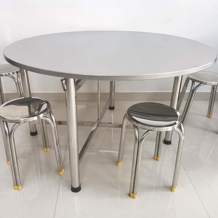 不锈钢圆桌分体1.5米宽圆桌简约餐桌家宴流动酒席转盘圆桌8人10人