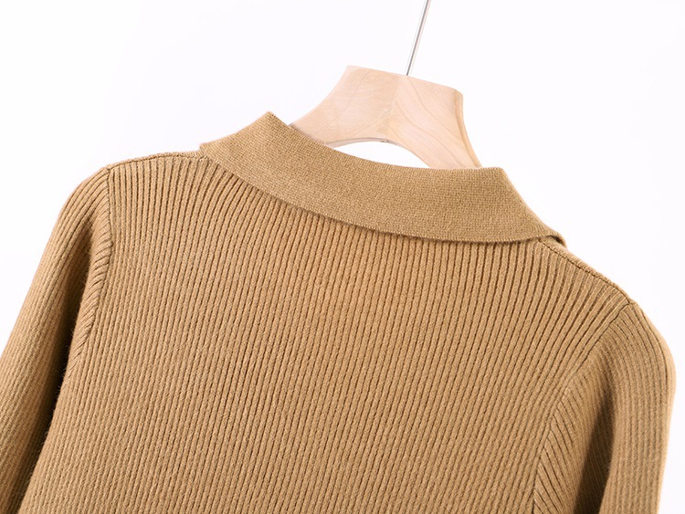 韩版秋冬新款翻领打底衫安迪绒纯色针织毛衣修身款显瘦短款上衣女