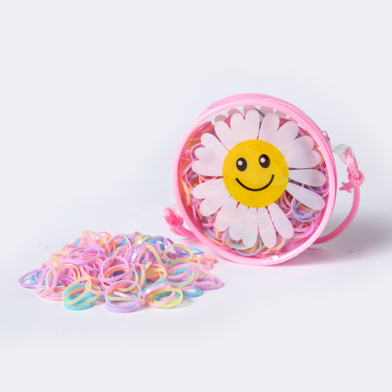 Cute Daisy Small Sling Packaging Strong Pull Constantly Thickened Small Rubber Band Children's Disposable Hair Bands and Black Rubber Bands