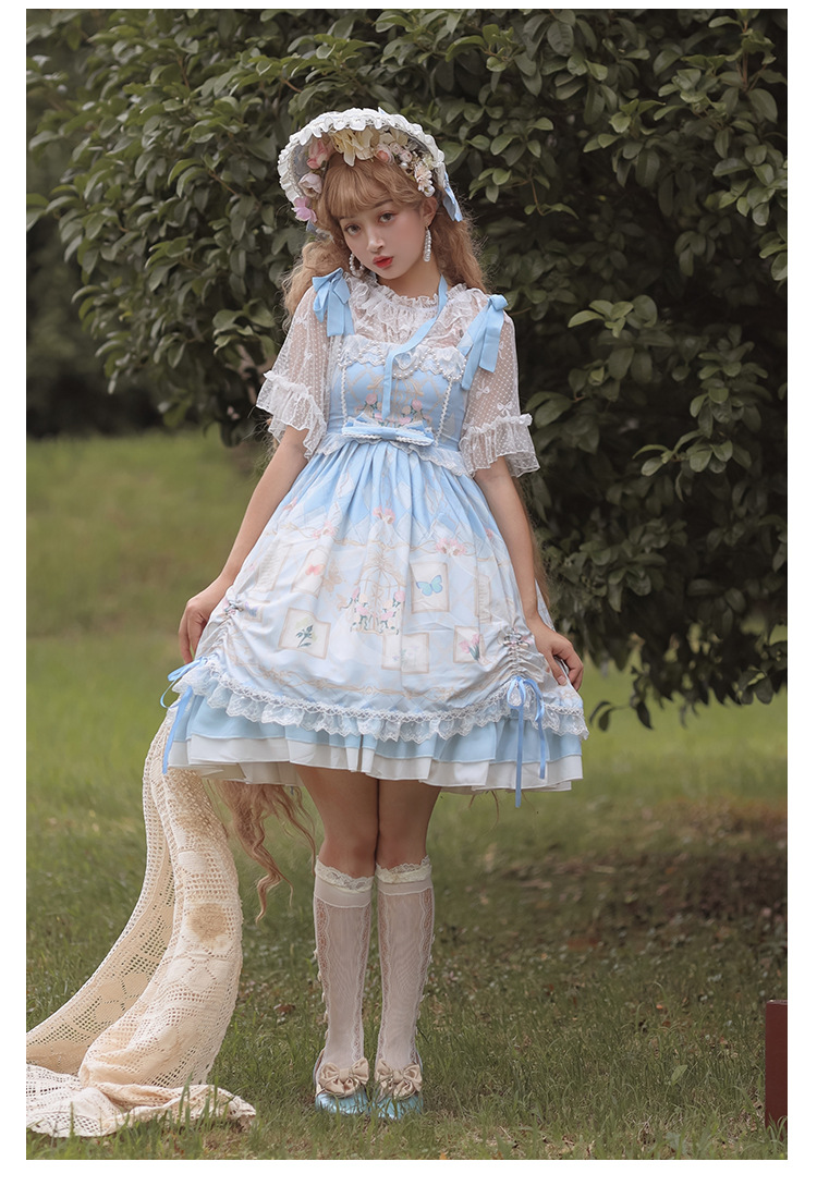 花笼博物馆 甜系软妹优雅日常lolita小仙女洛丽塔jsk吊带裙批发
