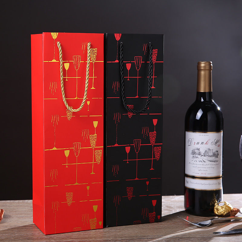 红酒手提袋包装袋纸盒子单支双支葡萄酒礼品纸袋子2 支装送礼佳品