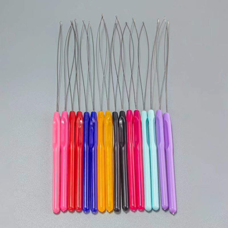 Wig Part Wig Crochet Color Plastic Handle Hair Extensions Beading Needles Stainless Steel Wire Plastic Handle Beading Needles 6 Colors