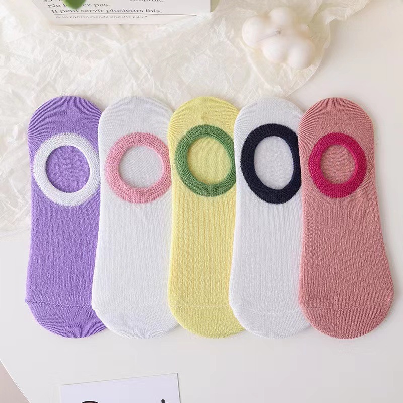 Women's Socks Japanese Style Thin Tube Socks Contrast Color Candy Color Bunching Socks Vertical Stripes Versatile Spring and Autumn Stockings Women