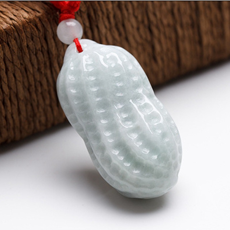 挂件批发 缅甸翡翠花生吊坠 男女款冰糯种翡翠大款花生送挂绳