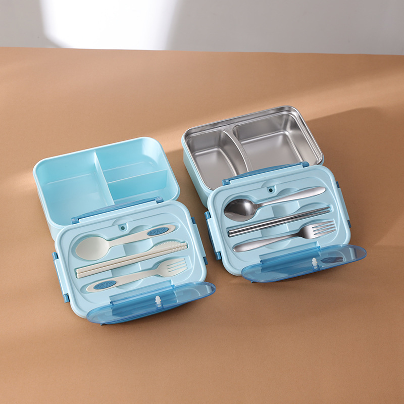 Factory Wholesale 304 Stainless Steel Divided Lunch Box Office Worker Student Children Leak-Proof Lunch Box Lunch Box Lunch Box