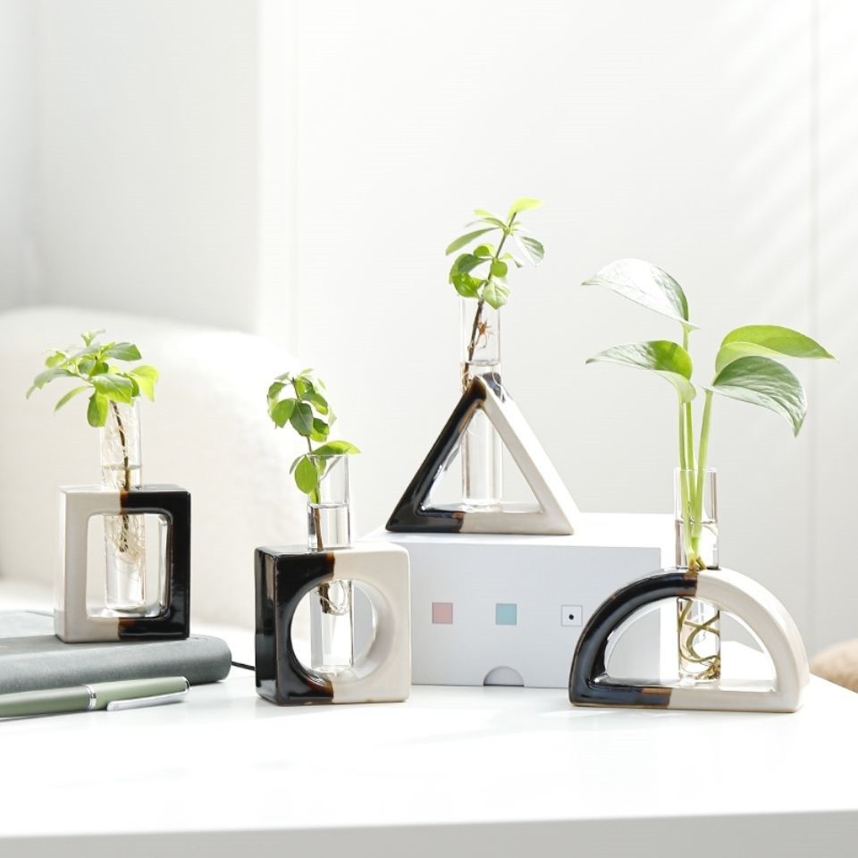 小清新水培花瓶摆件现代简约创意绿植花器家居客厅桌面办公装饰品