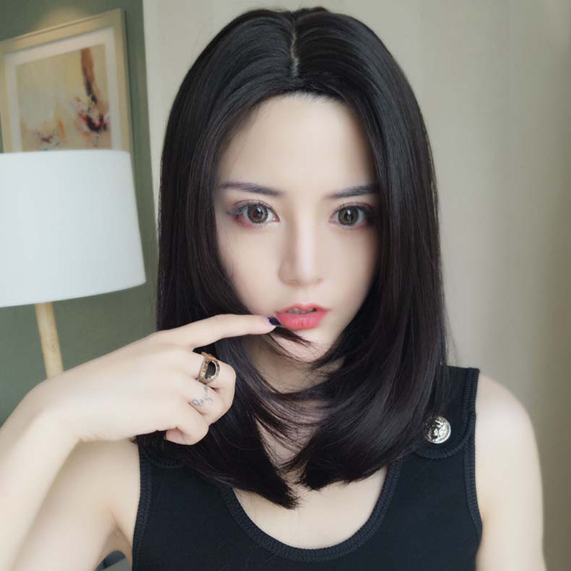 假发女短发齐肩锁骨发网红奶奶灰中分直发假发套圆脸梨花头中长发