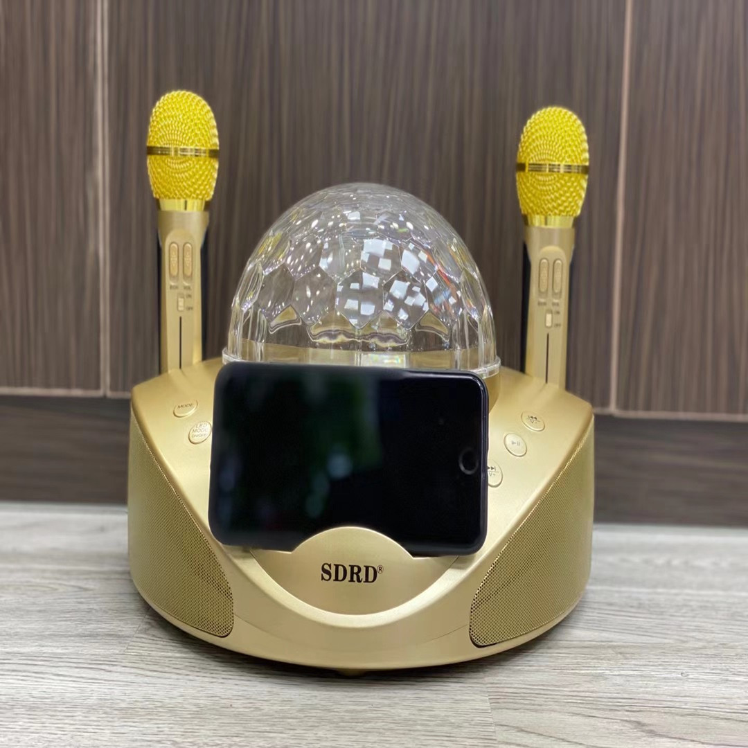 sdrd308厂家无线麦克风家用ktv音箱话筒一体机蓝牙音箱七彩卡拉ok