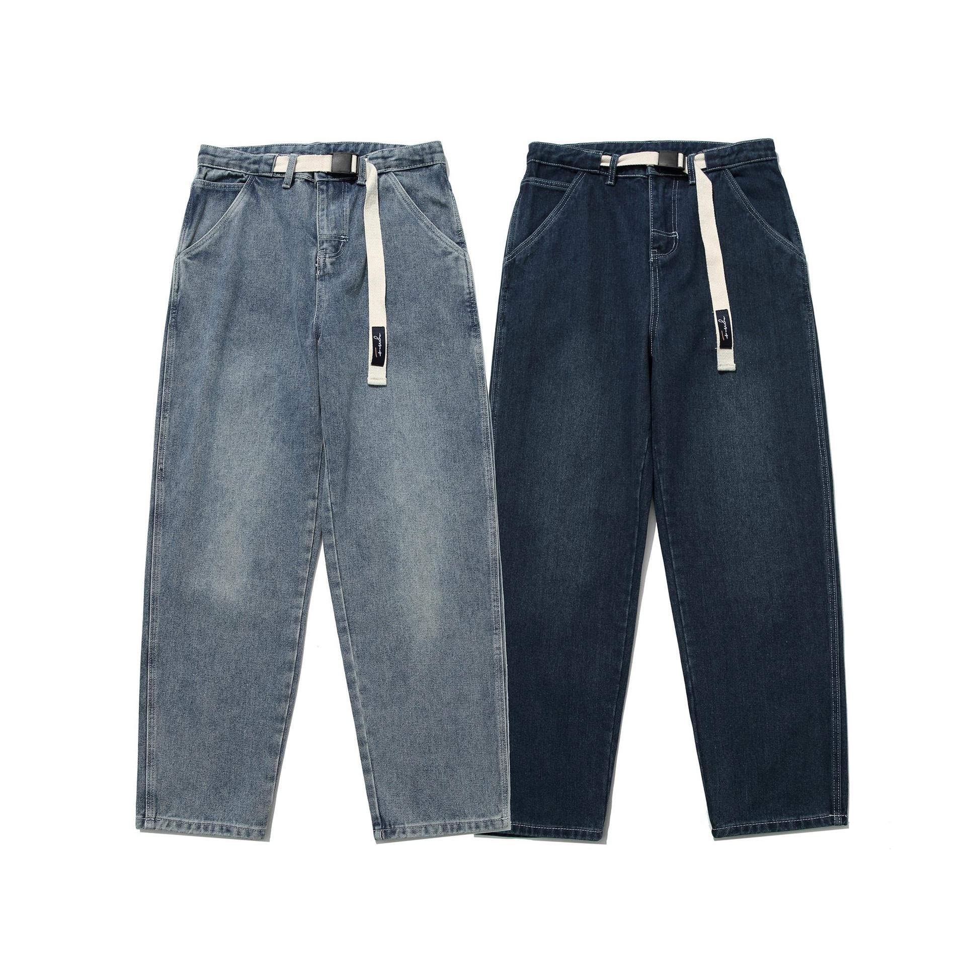 展开平铺图 k246 织带牛仔裤