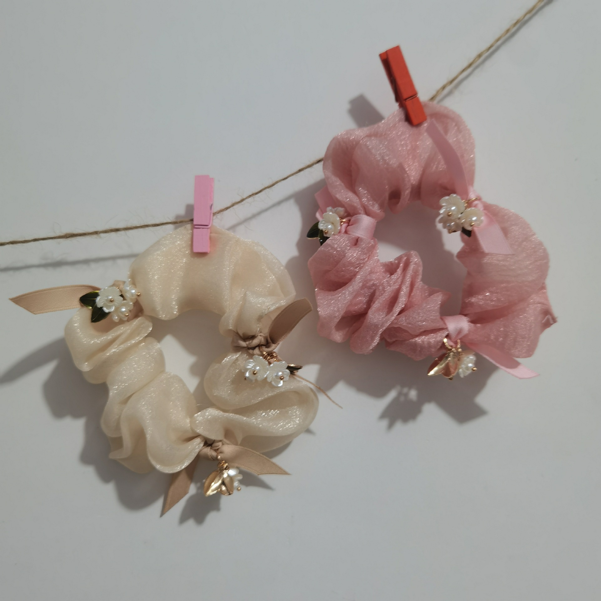 幸福归来~铃兰花网纱大肠发圈头绳女超仙气质花朵皮筋扎头发皮套