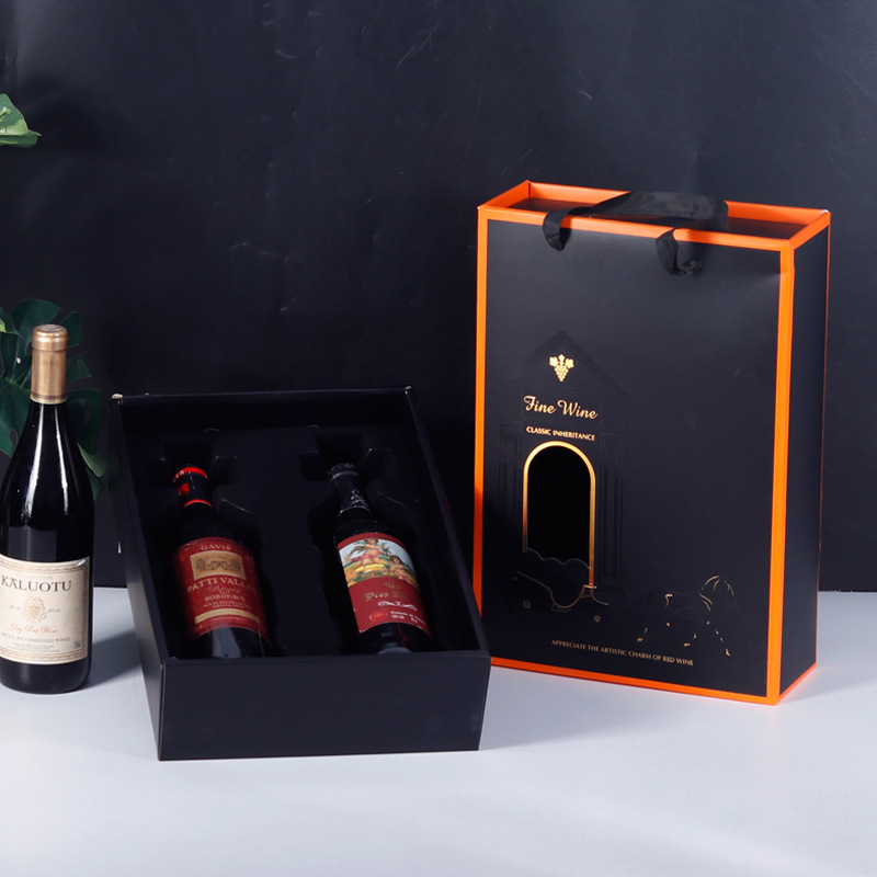 现货红酒包装袋双支葡萄酒礼盒高档白酒酒盒手提单支红酒瓦楞纸盒