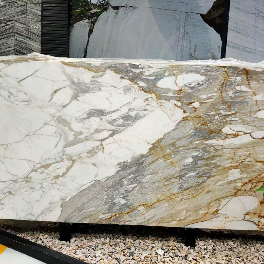 卡拉卡塔金 天然大理石桌面天然奢石石材台面别墅装修 水头石材