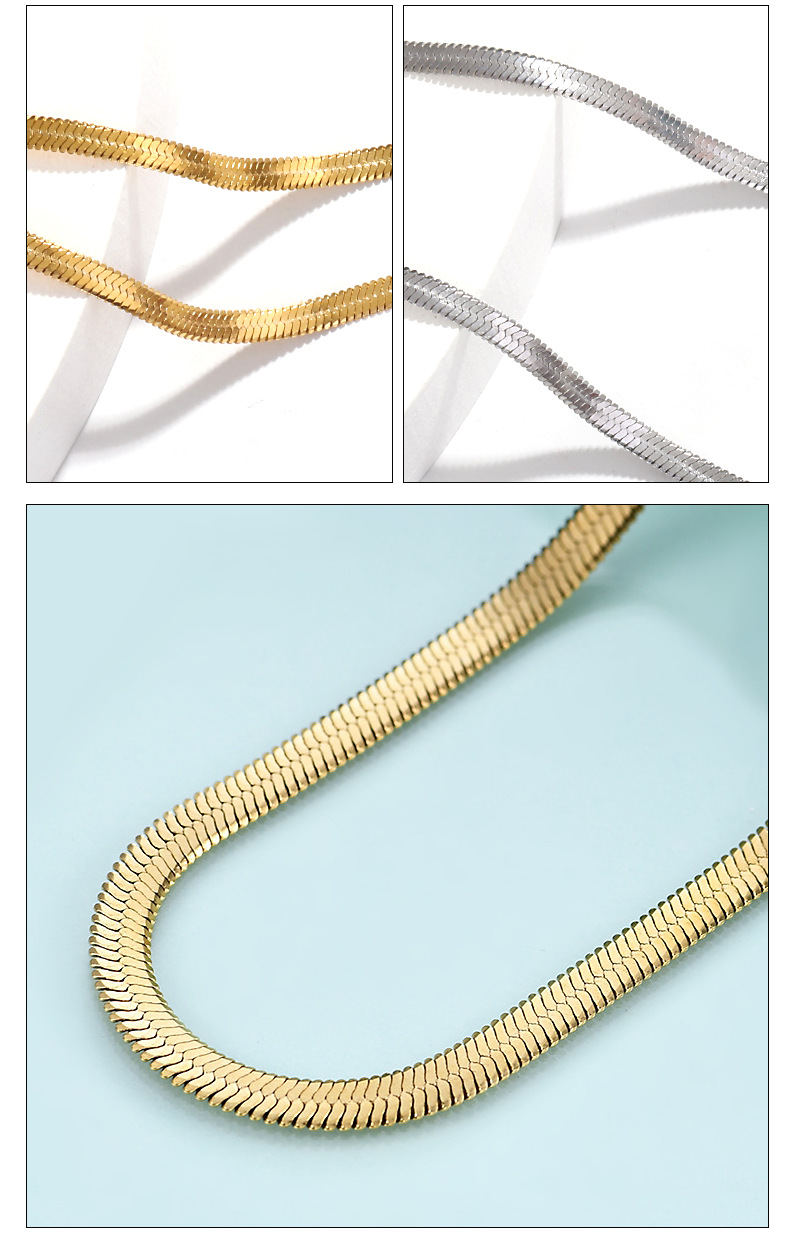 ins冷淡风不锈钢刀片链饰品锁骨链扁蛇骨项链女毛衣链子厂家直销