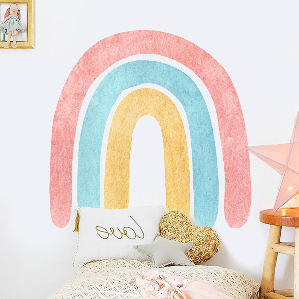 跨境创意卡通彩虹墙贴儿童房客厅卧室幼儿园背景墙装饰防水贴纸