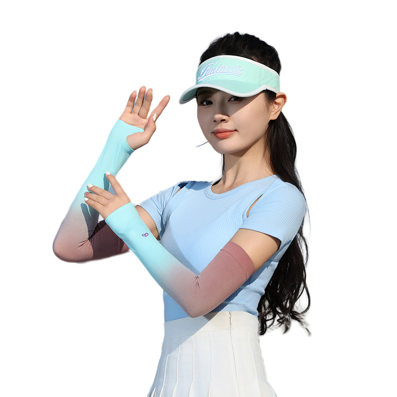 Enaide 2024 New Summer Thin Extended Ice Silk Gloves Cycling and Driving Ice Sleeve Uv Protection Gradient Color