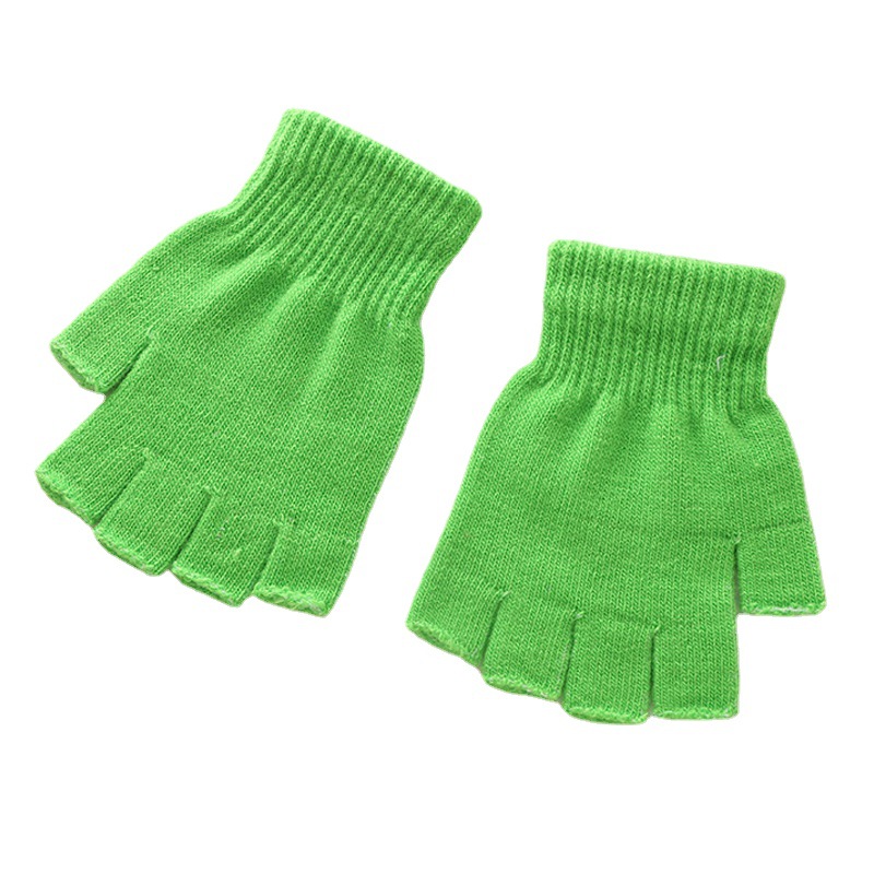 Hot Sale Solid Color Magic Gloves Winter Warm Open Finger Men and Women Plush Gloves Knitted Half Finger Gloves Wholesale