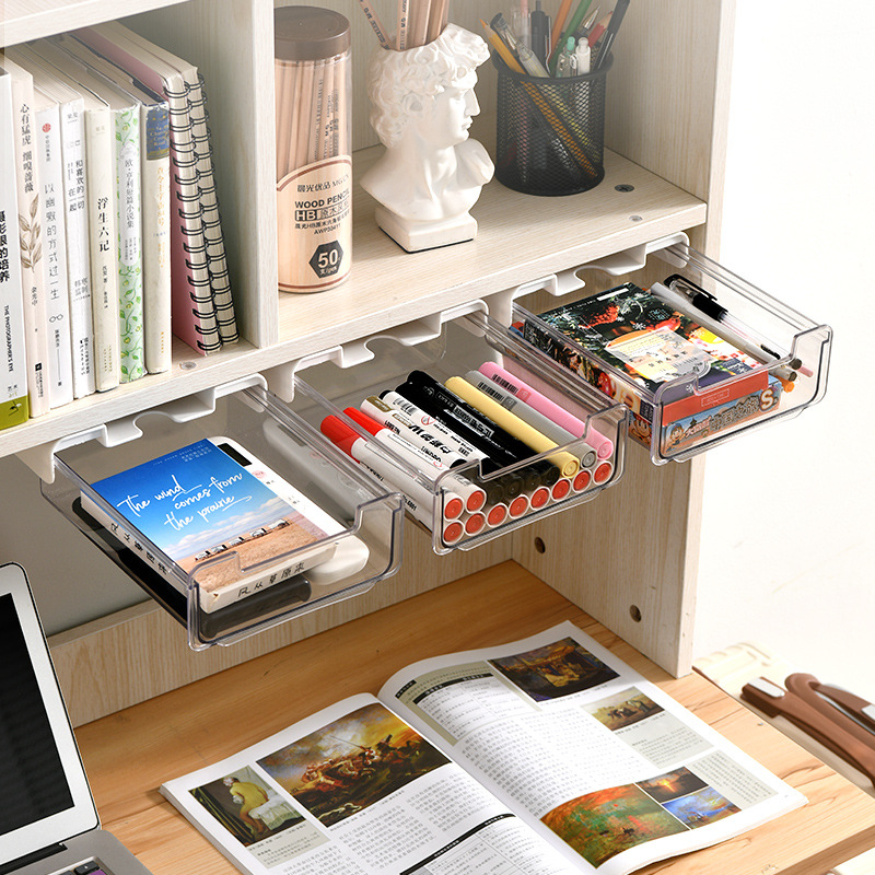 under-Desk Drawer Storage Box Desktop Office Stationery Storage Desk Bottom Storage Rack Large Desktop Storage Box