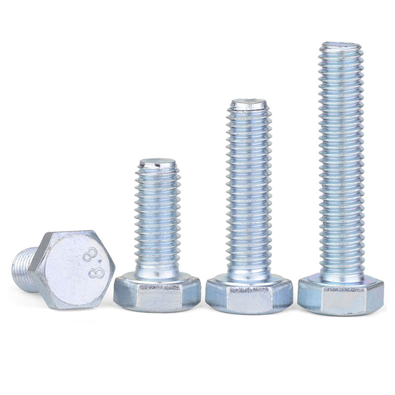 Blue and White Galvanization Hexagon Bolt Hexagon Cap Head Hex Cap Hd High Strength Carbon Steel Full Thread Hexagon Screws in Stock Wholesale