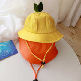 树叶装饰儿童小黄帽春夏男童渔夫帽女宝宝太阳帽防晒遮阳多帽围潮