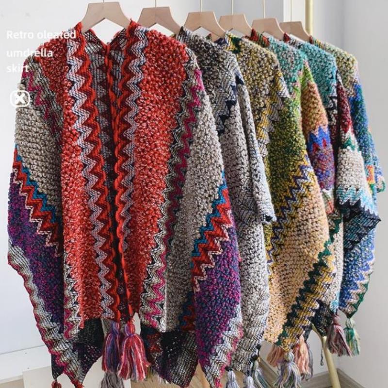 ethnic style shawl lijiang scarf qinghai sichuan-tibet line travel shawl cloak outer wear thickened cloak bucket