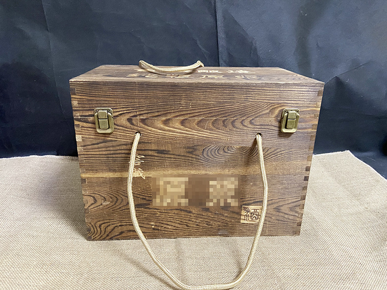 木质酒盒翻盖式手提白酒木箱子可单支白酒包装盒珍藏酒收纳盒