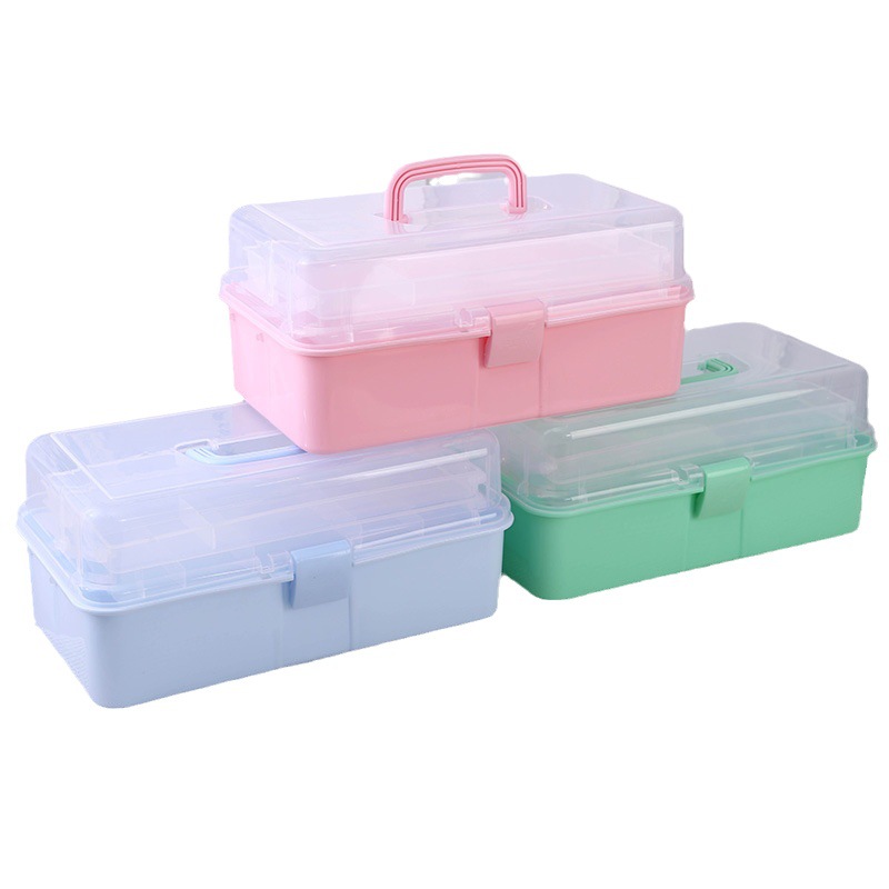 Three-Layer Portable Storage Box Foldable Extra Large Hardware Toolbox Nail Beauty Box Art Sundries Plastic Storage Box