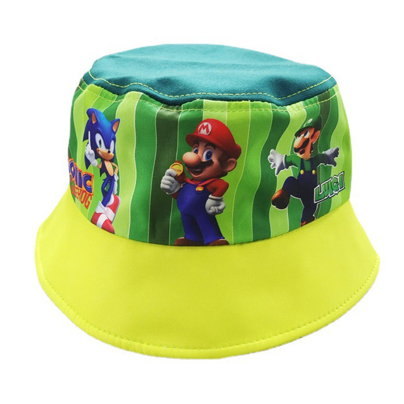 Cross-Border Super Mary Printed Bucket Hat Cartoon Mario Bros Bucket Hat Men's and Women's Outdoor Sun Protection Sun Hat