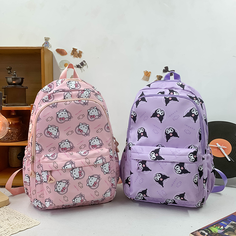 新款库洛米卡通书包大容量三丽鸥轻便高颜值满印花中大学生双肩包