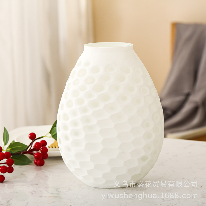 Chinese Frosted Carved Glass Vase Hotel Dining Room/Living Room Crafts Decoration Model Room Decoration Flower Ware Wholesale