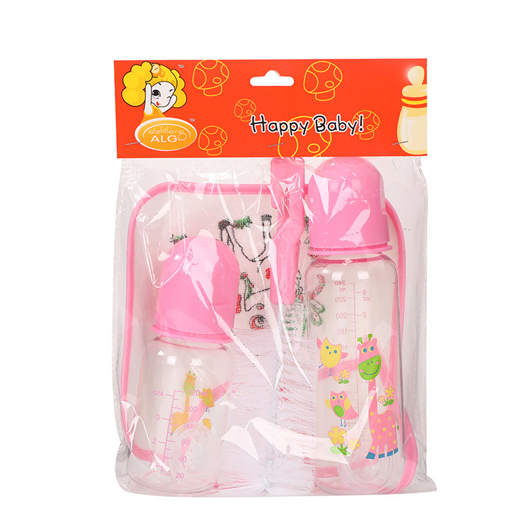 Foreign Trade Mother and Baby Standard Caliber Pp Feeding Bottle Newborn Saliva Towel Baby Bottle Brush Combination Set Five-Piece Set