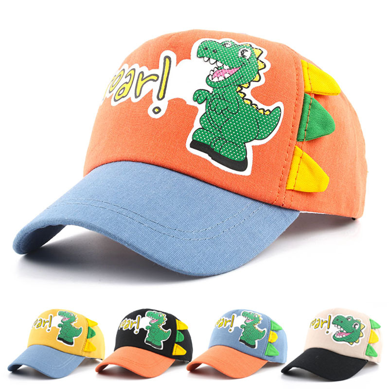 spring new children‘s hat cartoon dinosaur boys and girls kids baseball cap cute summer sun-poof peaked cap