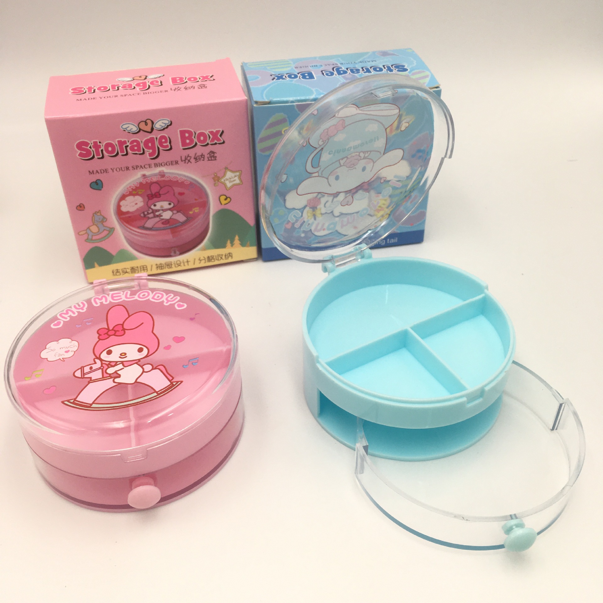 Anime Sanrio Double-Layer Storage Box Melody Cinnamon Give Hello Kitty Desktop Drawer Storage Box Candy Box