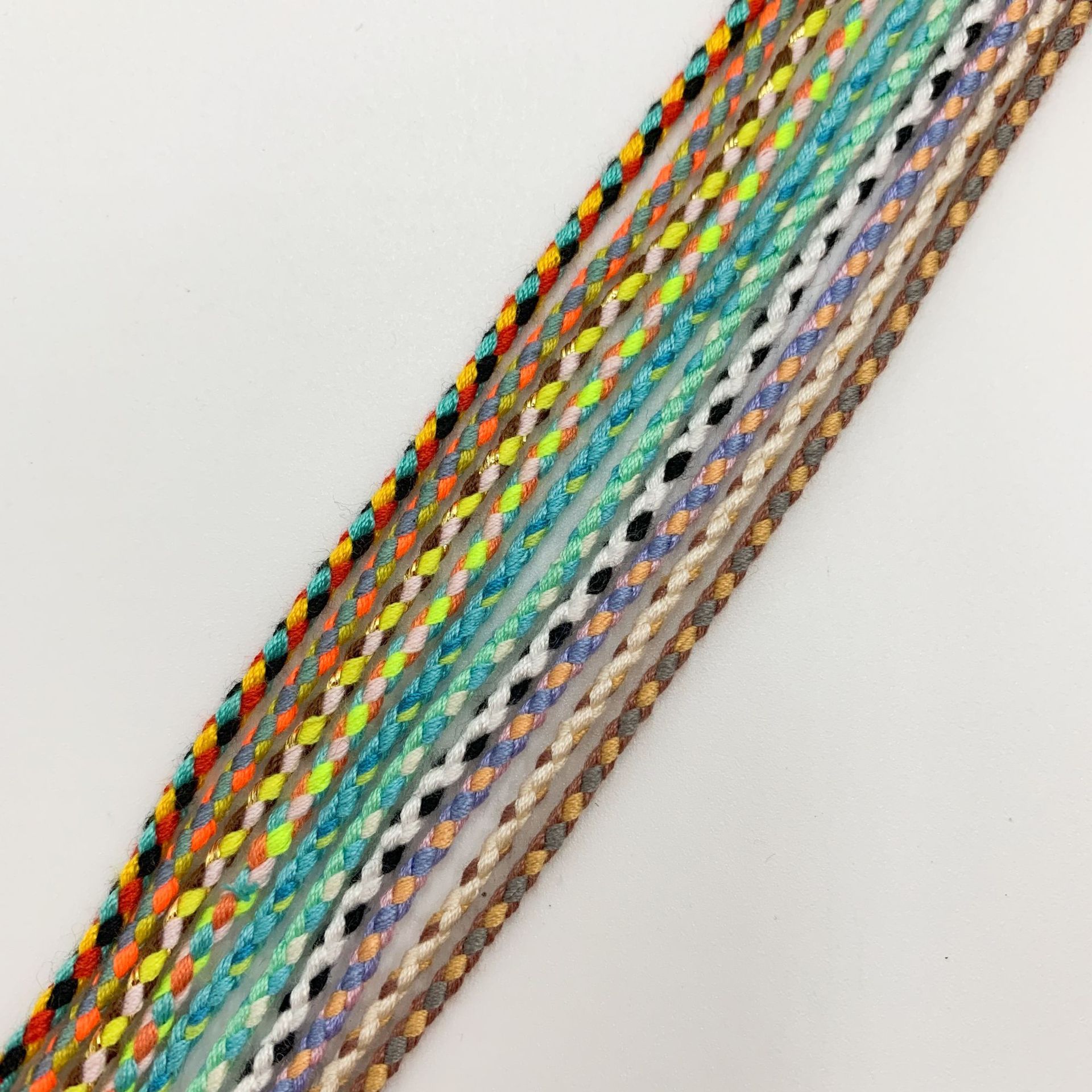 手绳手链编织四股绳 民族风 流苏线编织绳diy佛珠文玩线彩色挂绳