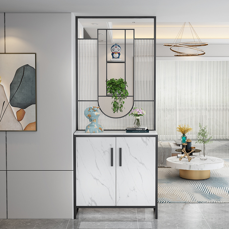 入户玄关柜轻奢风鞋柜一体餐客厅长虹玻璃屏风隔断置物架现代简约