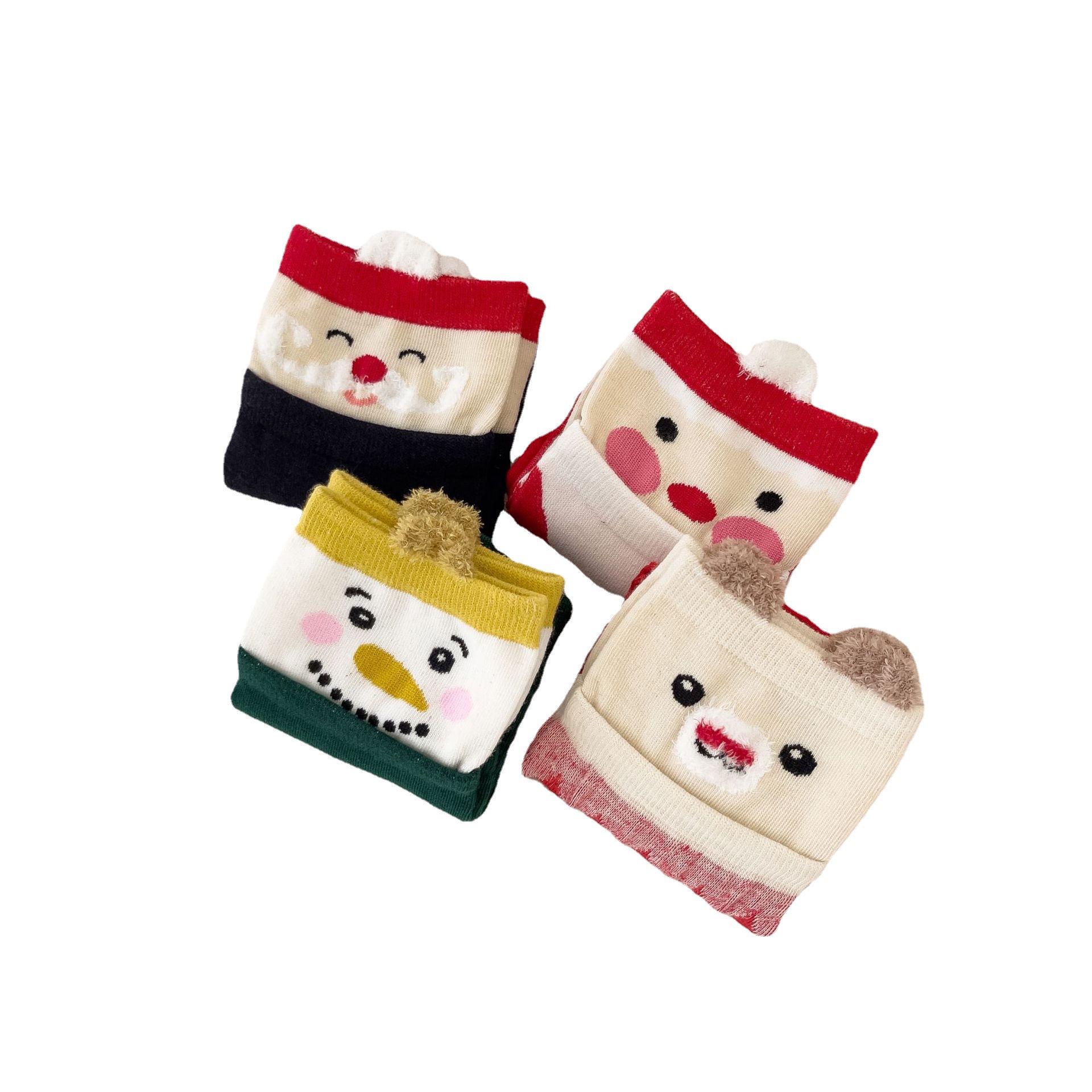 Women's Cotton Cartoon Spring Socks Santa Claus Snowflake Tube Socks Christmas Stockings Gift Box Red Socks Boxed