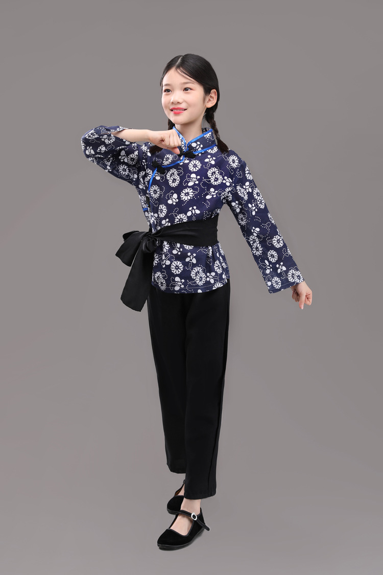 阿庆嫂舞台表演服喜儿服装女童村姑演出服采茶女演出服村民演出服