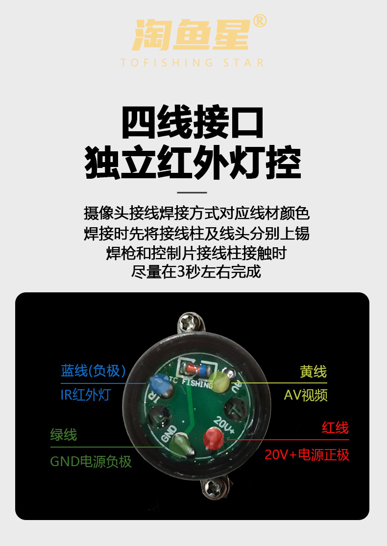 新透视5号高清锚鱼探鱼夜视红外深浑水穿透水下可视防水摄像头