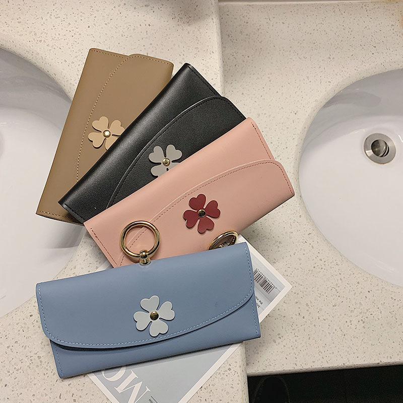 Wholesale 2021 New Wallet Women's Long Fashionable Korean Style Student Wallet Fashionable Simple Buckle Women's Wallet