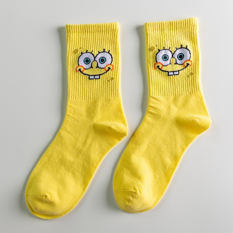 Sponge Baby Socks Women's Socks European and American Cartoon Socks Cotton Men's Long Trendy Socks Cute Students' Socks