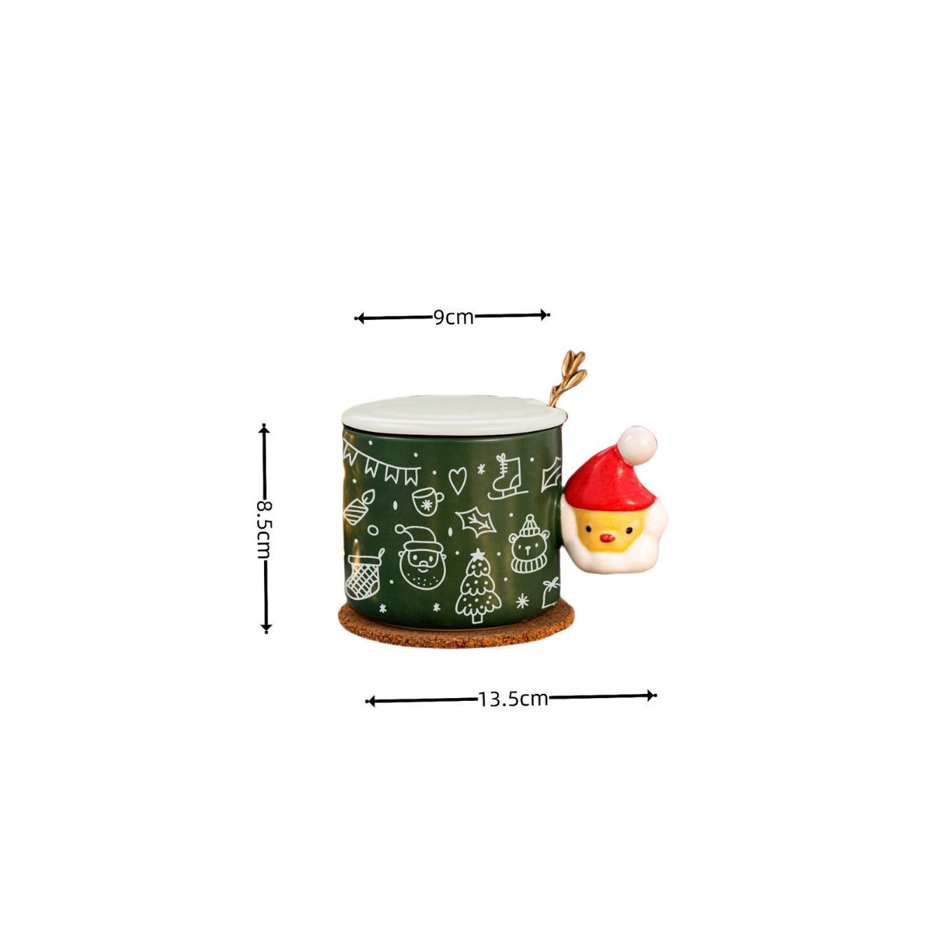 Creative Christmas Party Graffiti Cup Christmas Ceramic Cup with Lid Large Capacity Mug Gift Couple's Cups