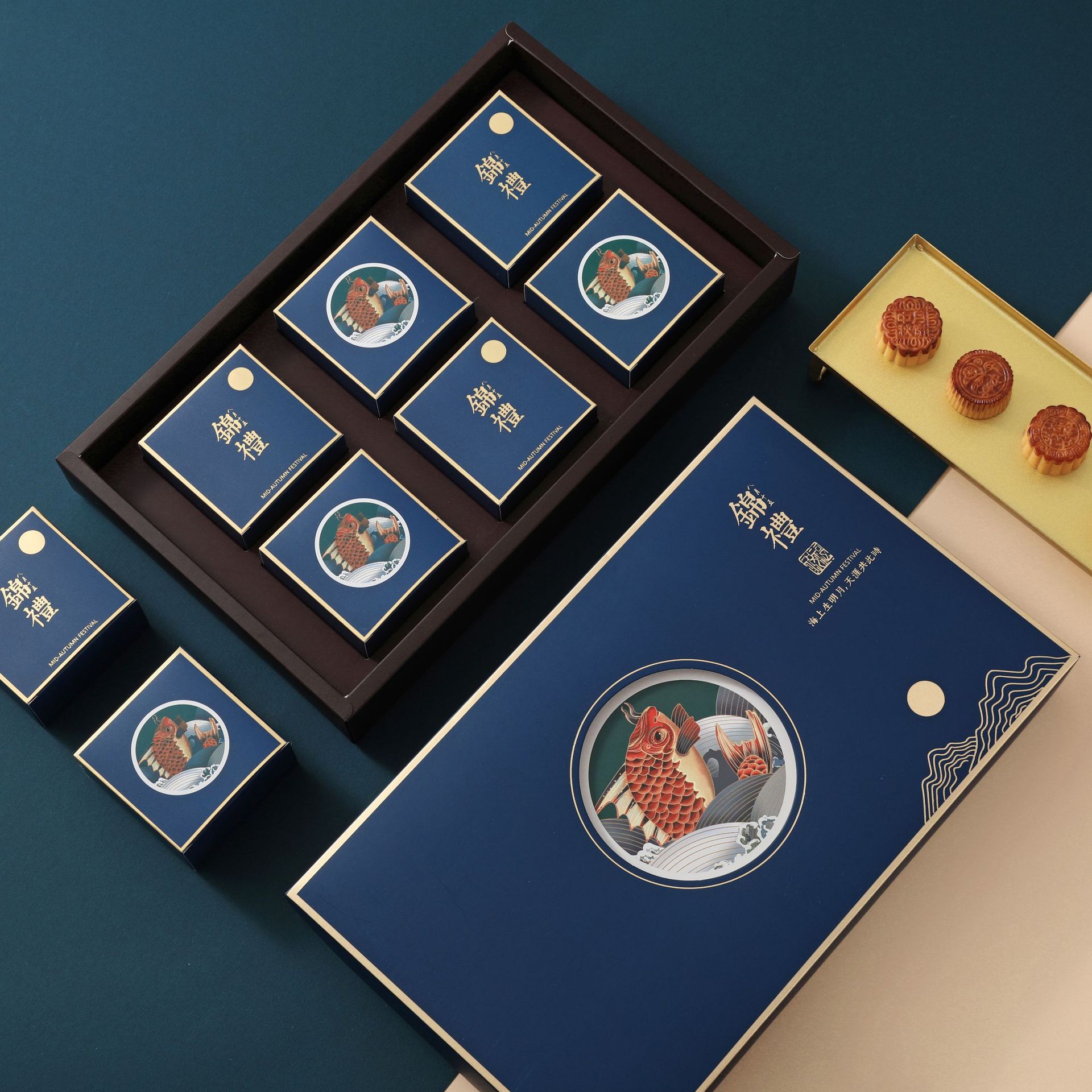 新款高档6粒8粒月饼礼盒空盒现货加印log月饼盒子批发 中秋节礼盒