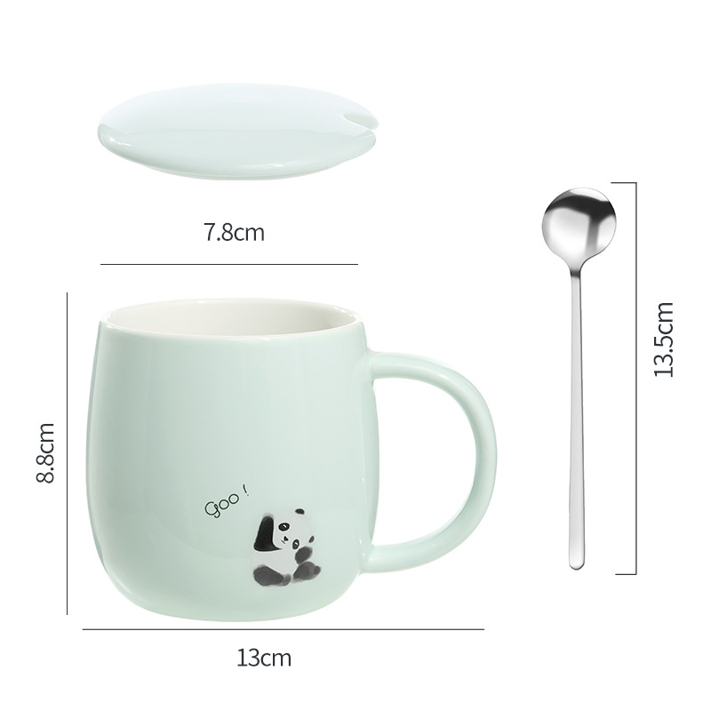 Cute Cartoon Ceramic Cup Creative Personalized Trend Simple Coffee Mug Japanese Style Girl Water Cup with Lid