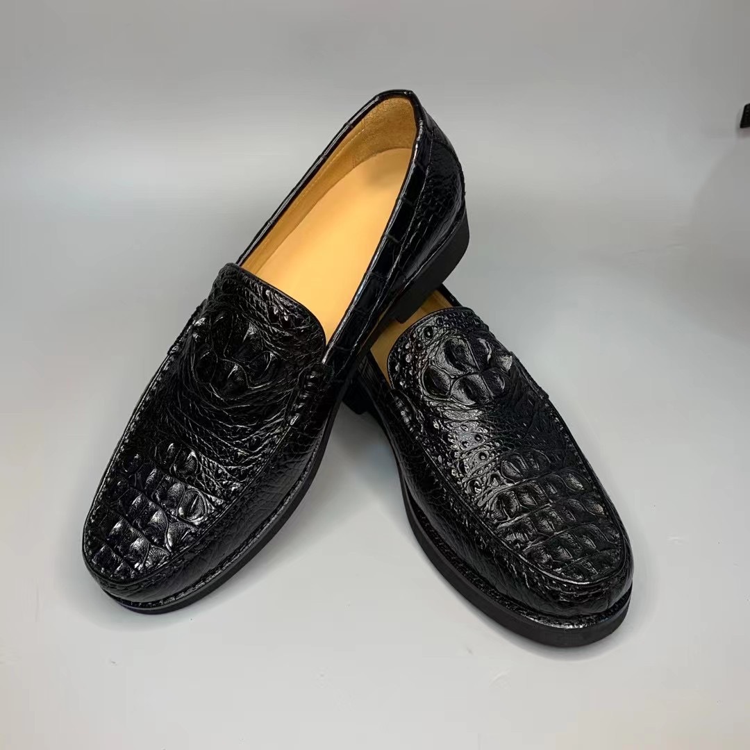 2021新款鳄鱼皮正装鞋男士休闲百搭真鳄头骨皮鞋时尚潮流商务男鞋