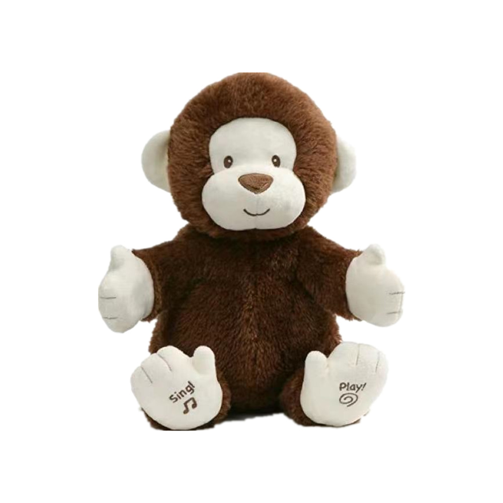 新款跨境会鼓掌的猴子电动毛绒玩具会唱歌摇手儿童互动玩偶棕色
