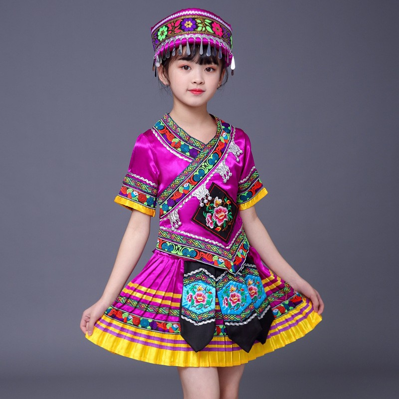 六一节儿童服装少数民族广西壮族服饰男童女童苗族瑶族舞蹈演出服