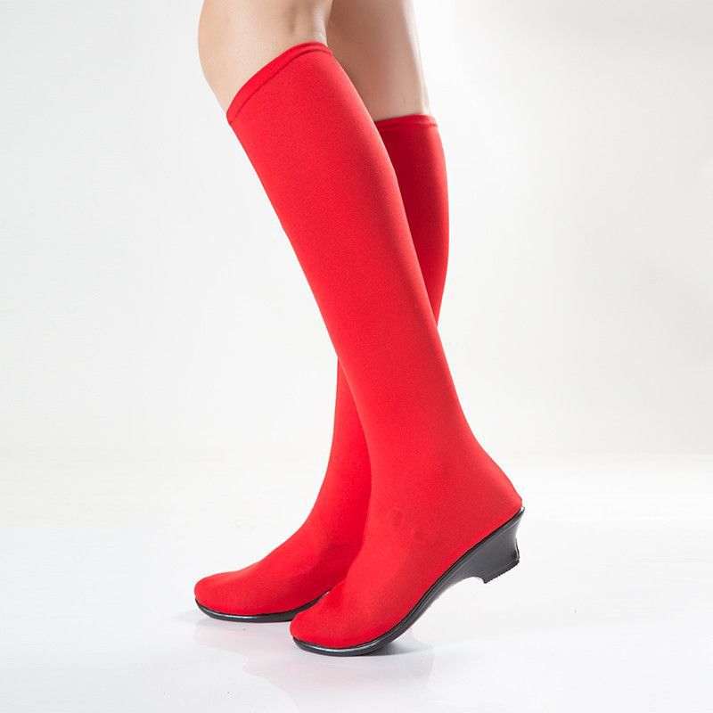 包邮靴子水兵舞红鞋套成人舞靴蒙古靴演出鞋黑色红色舞蹈鞋广场舞