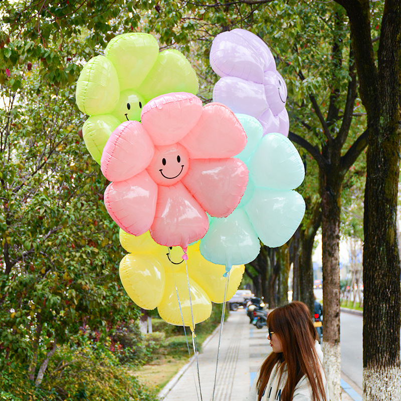 White Little Daisy Balloon Plumeria Rubra Balloon Chrysanthemum Ins Style Birthday Arrangement Smiley Face SUNFLOWER Flower Balloon