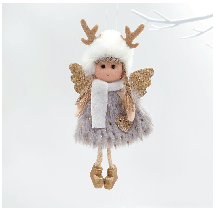 跨境新款圣诞鹿角女孩挂件鹿角天使挂饰圣诞装饰品圣诞礼物小公仔